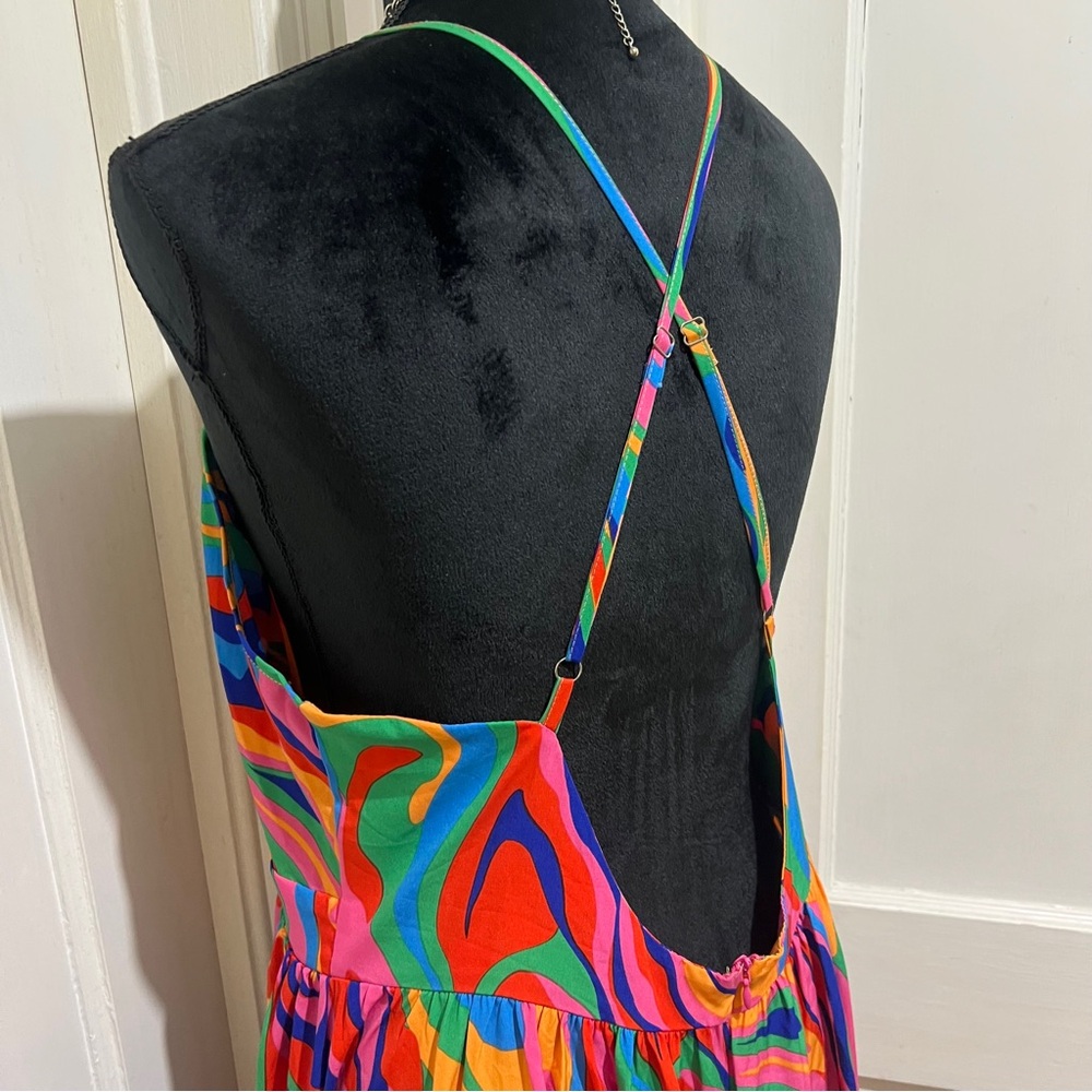 SHEIN Colorful Swirl Backless Dress Womens XL - Picture 11 of 16